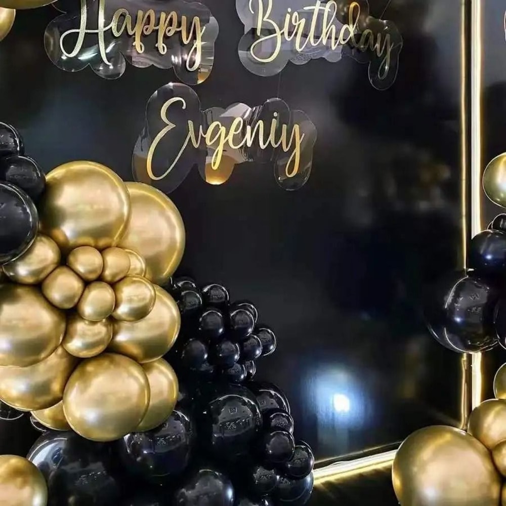43Piece Gold Black Confetti Latex Balloon Set 2
