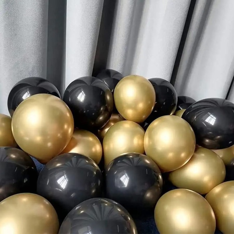 43Piece Gold Black Confetti Latex Balloon Set 3