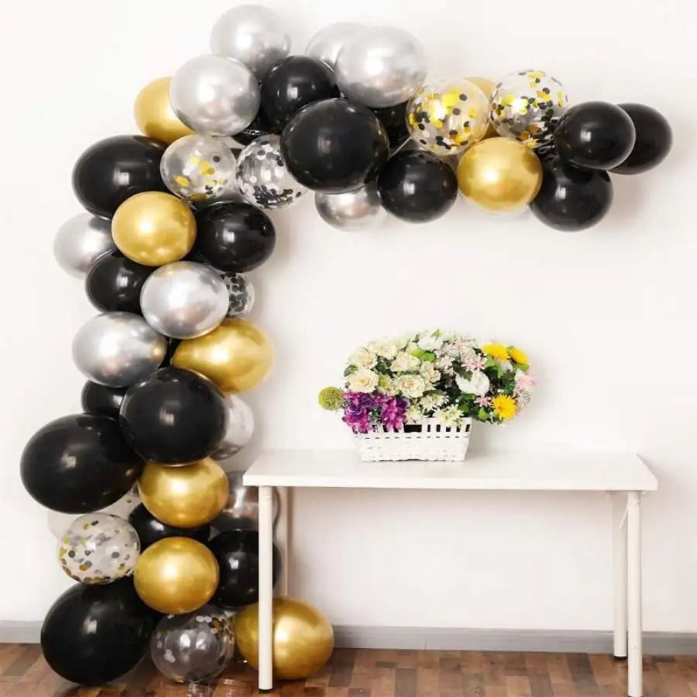 43Piece Gold Black Confetti Latex Balloon Set 4