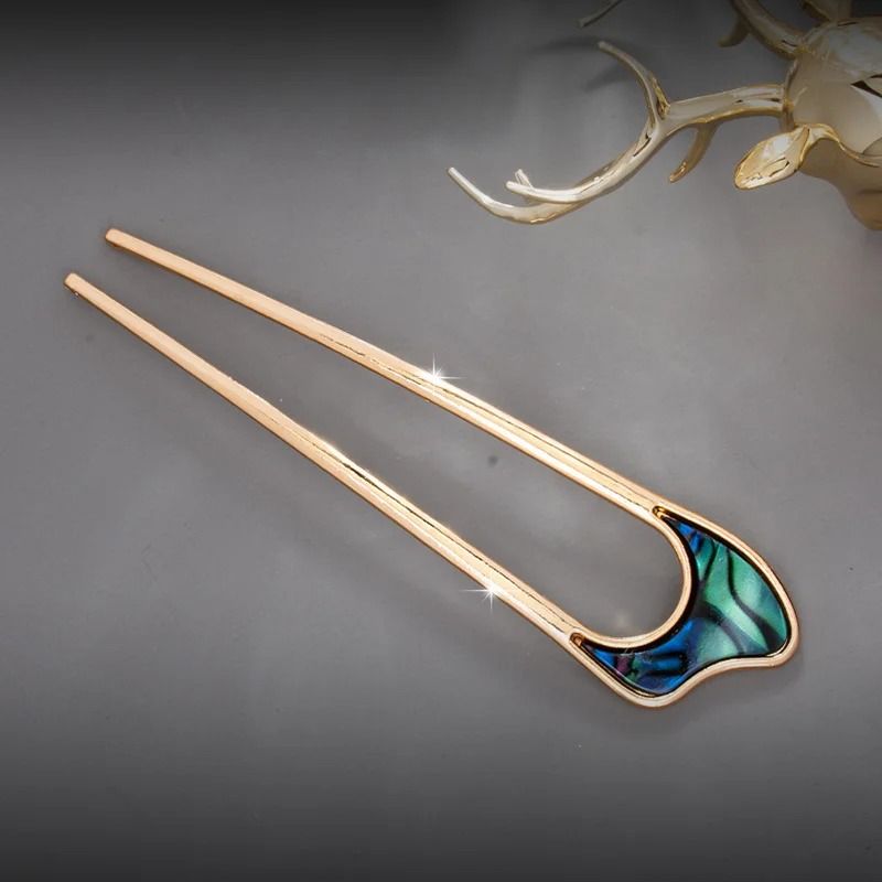 Elegant UShape Shell Enamel Hair Stick 10