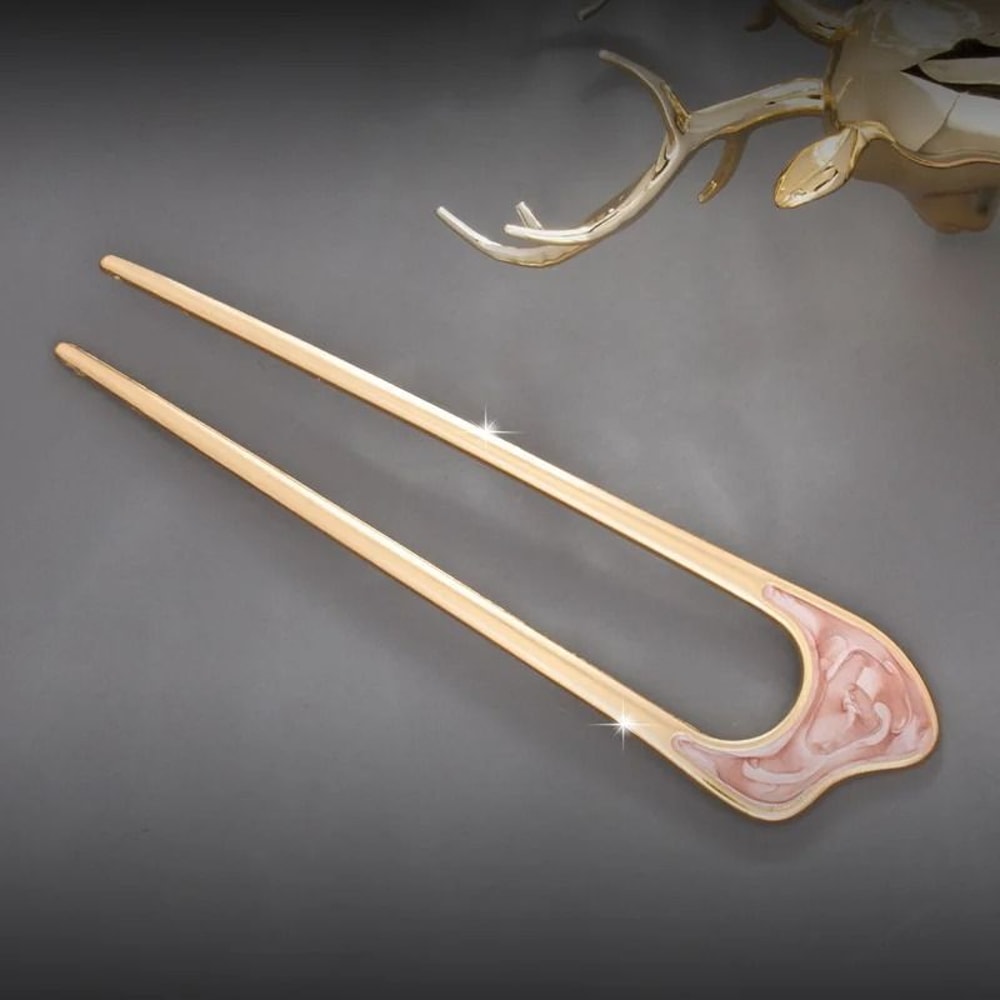 Elegant UShape Shell Enamel Hair Stick 13