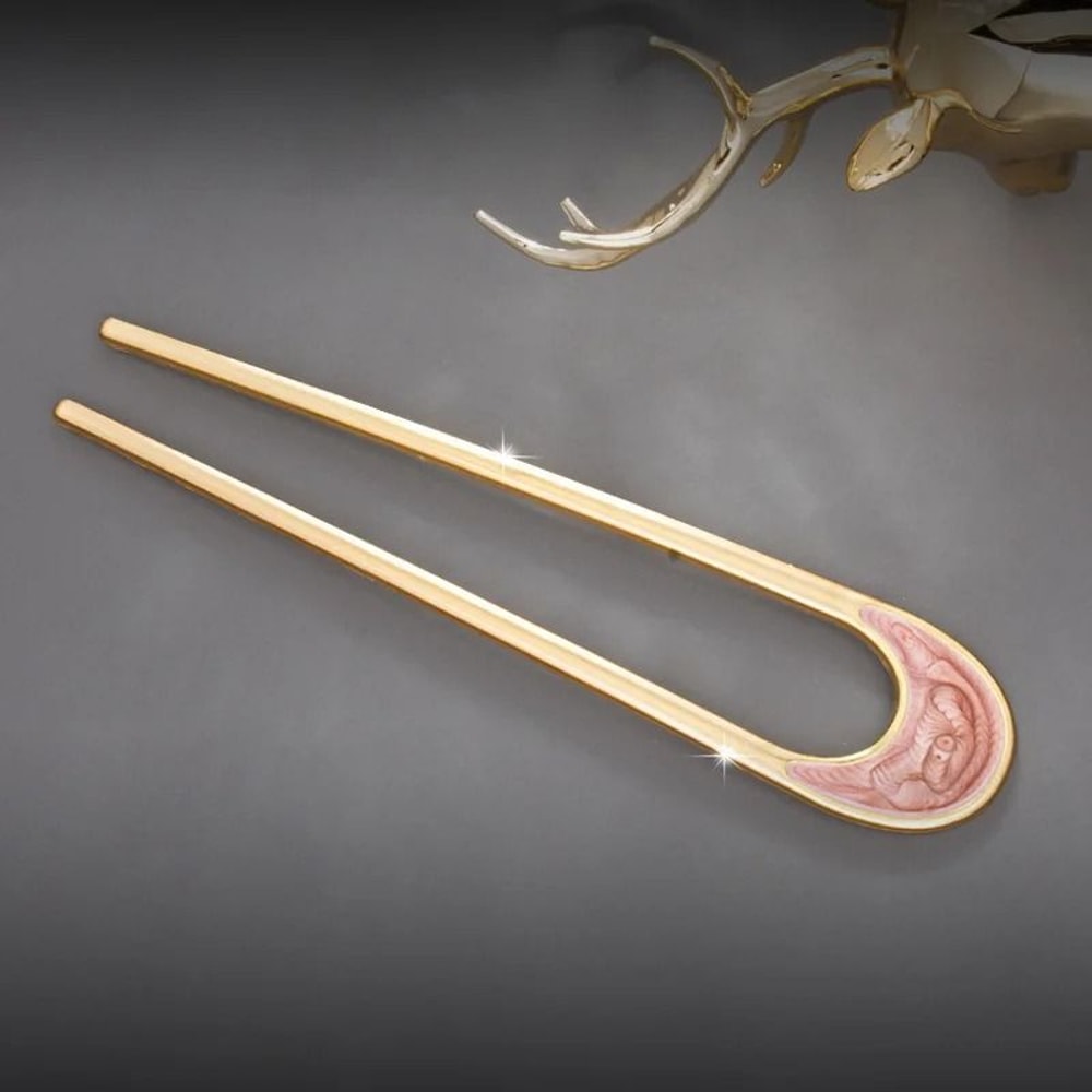 Elegant UShape Shell Enamel Hair Stick 7