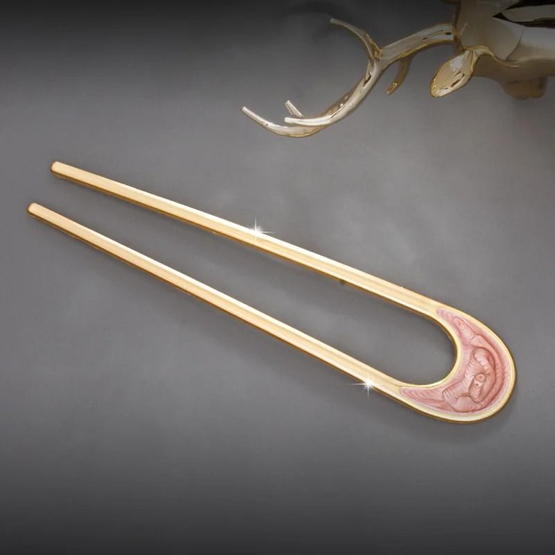 Elegant UShape Shell Enamel Hair Stick 7