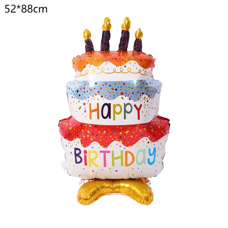 Standing Birthday Cake Foil Balloon With Base 9