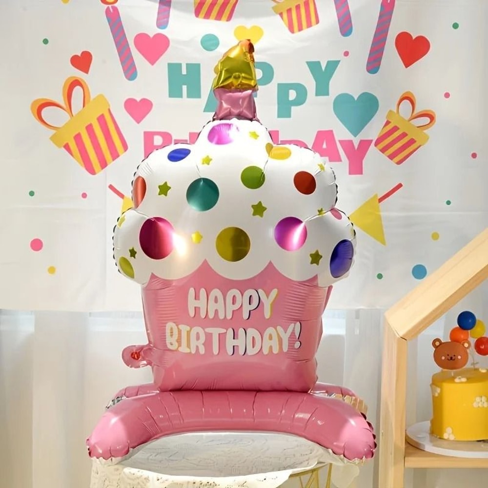 Standing Birthday Cake Foil Balloon With Base 3