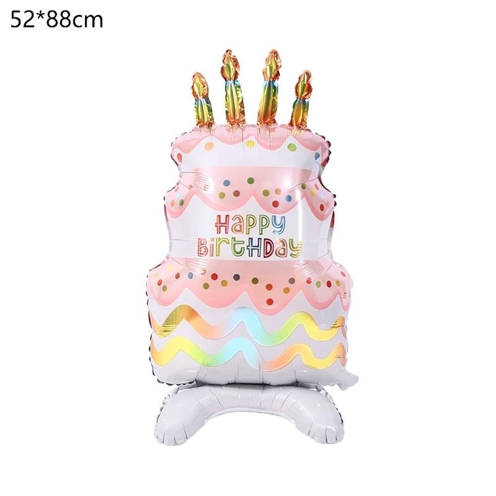 Standing Birthday Cake Foil Balloon With Base 8