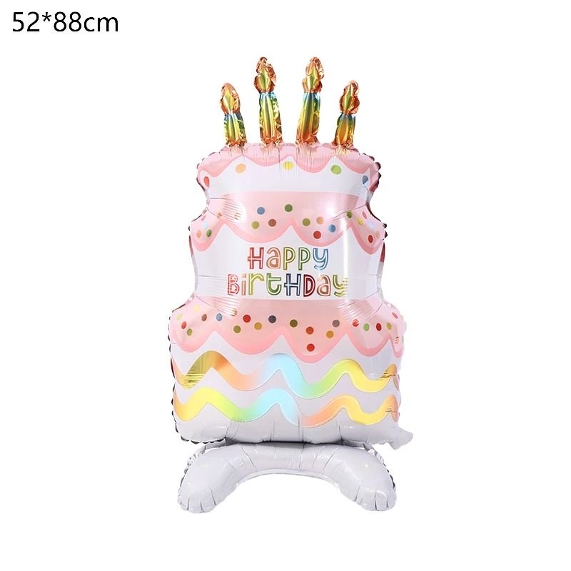 Standing Birthday Cake Foil Balloon With Base 8