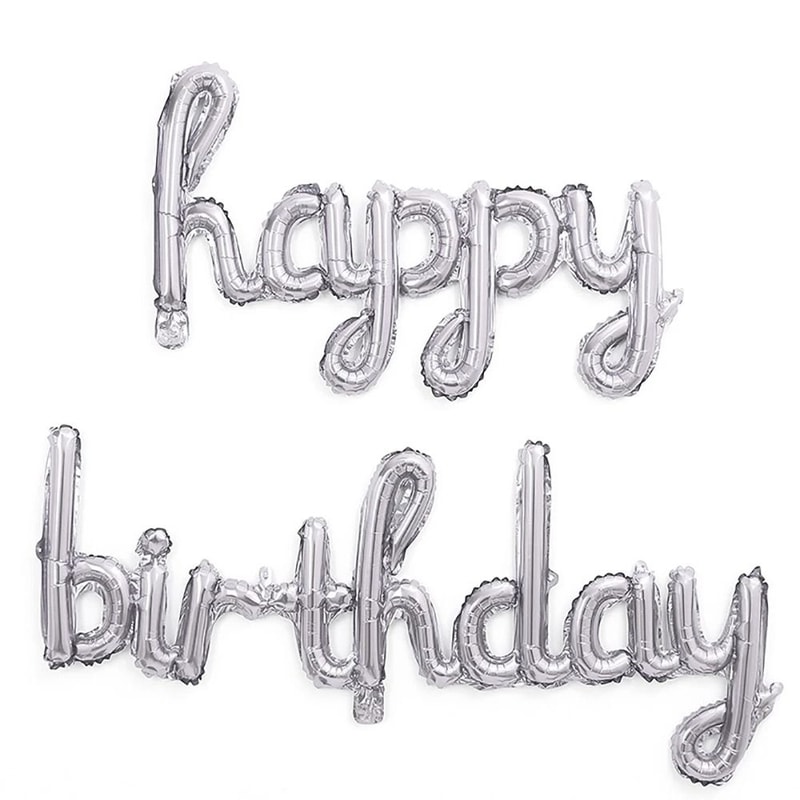 2Piece Pink Purple Happy Birthday Foil Balloon Set 10