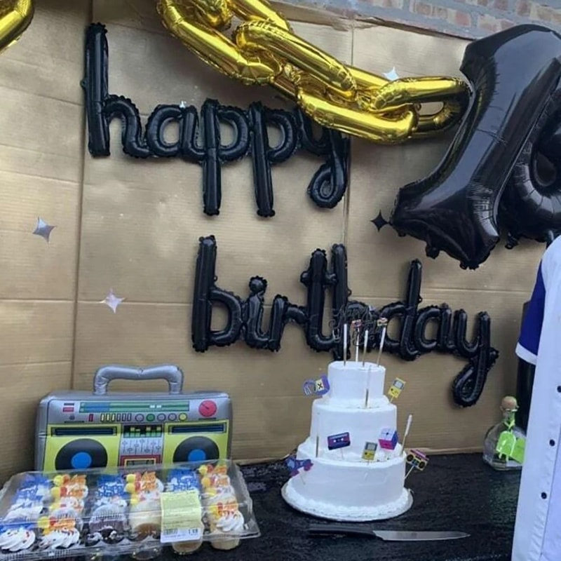 2Piece Pink Purple Happy Birthday Foil Balloon Set 4