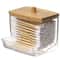 Transparent Cotton Swab Storage Box With Bamboo Cover 0
