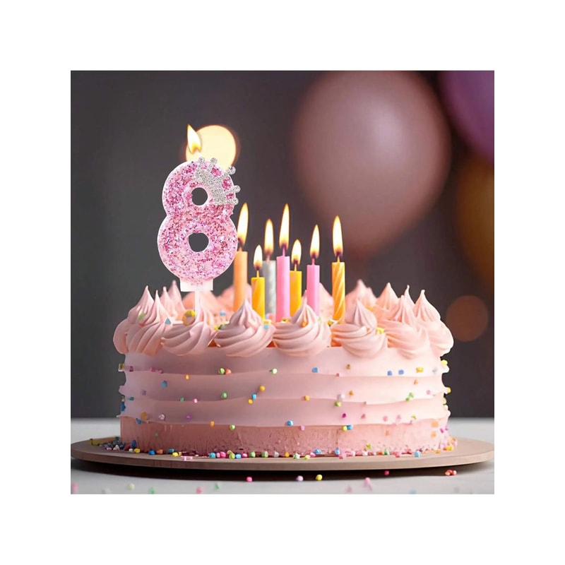 Princess Crown Pink Numeral Cake Candle 3