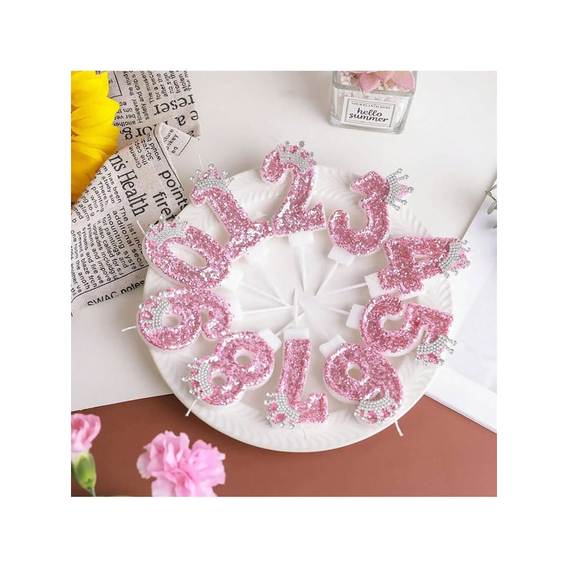 Princess Crown Pink Numeral Cake Candle 4