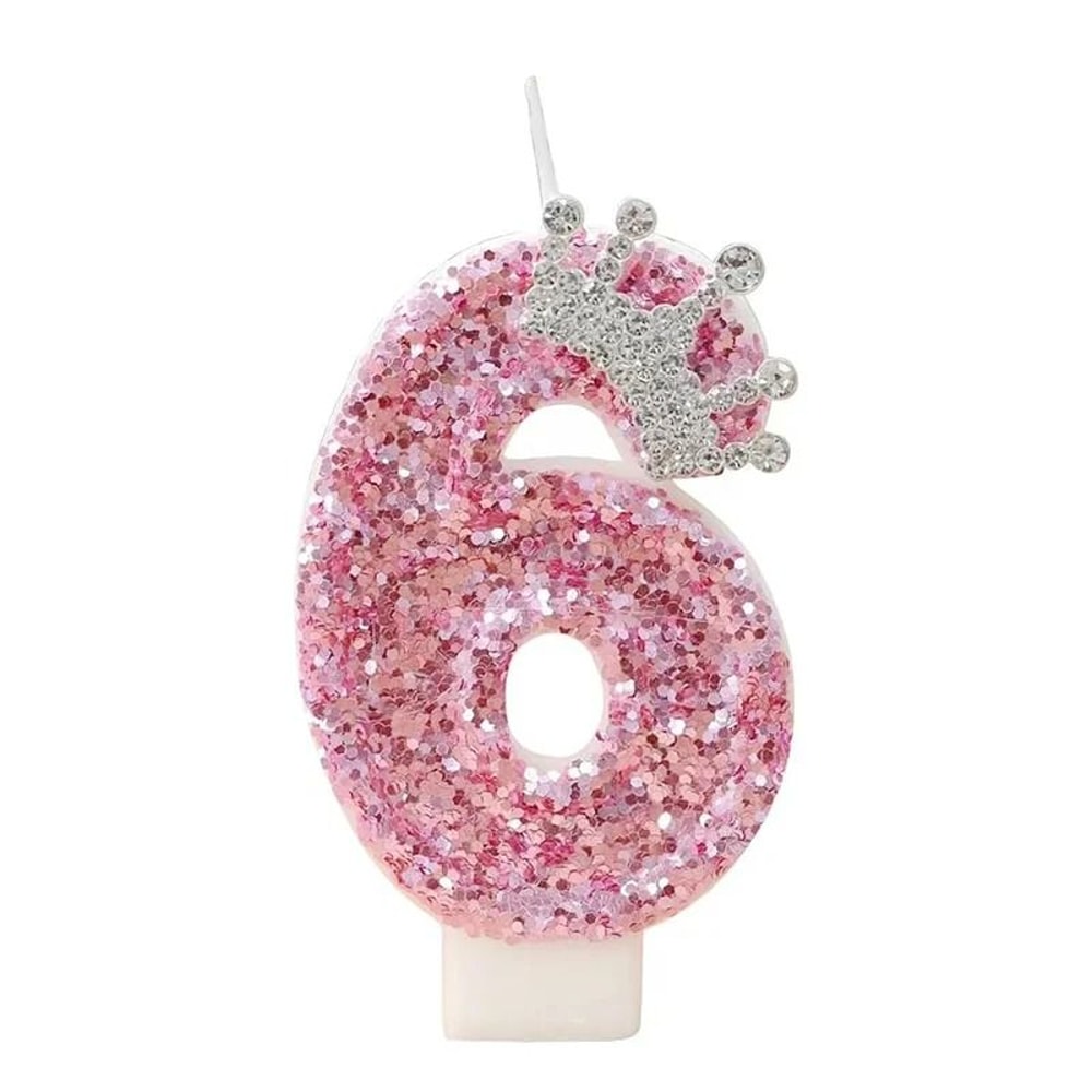 Princess Crown Pink Numeral Cake Candle 13