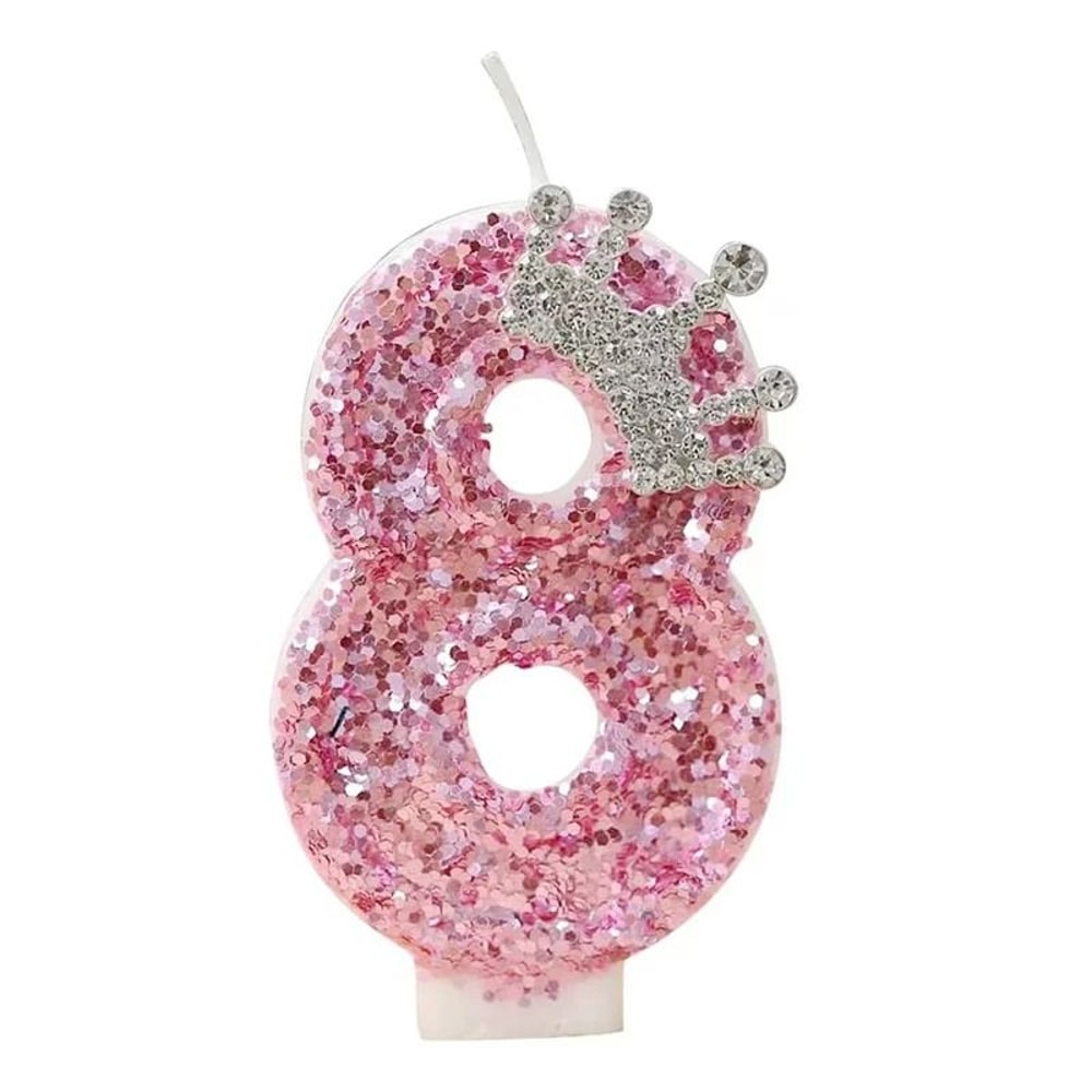 Princess Crown Pink Numeral Cake Candle 15