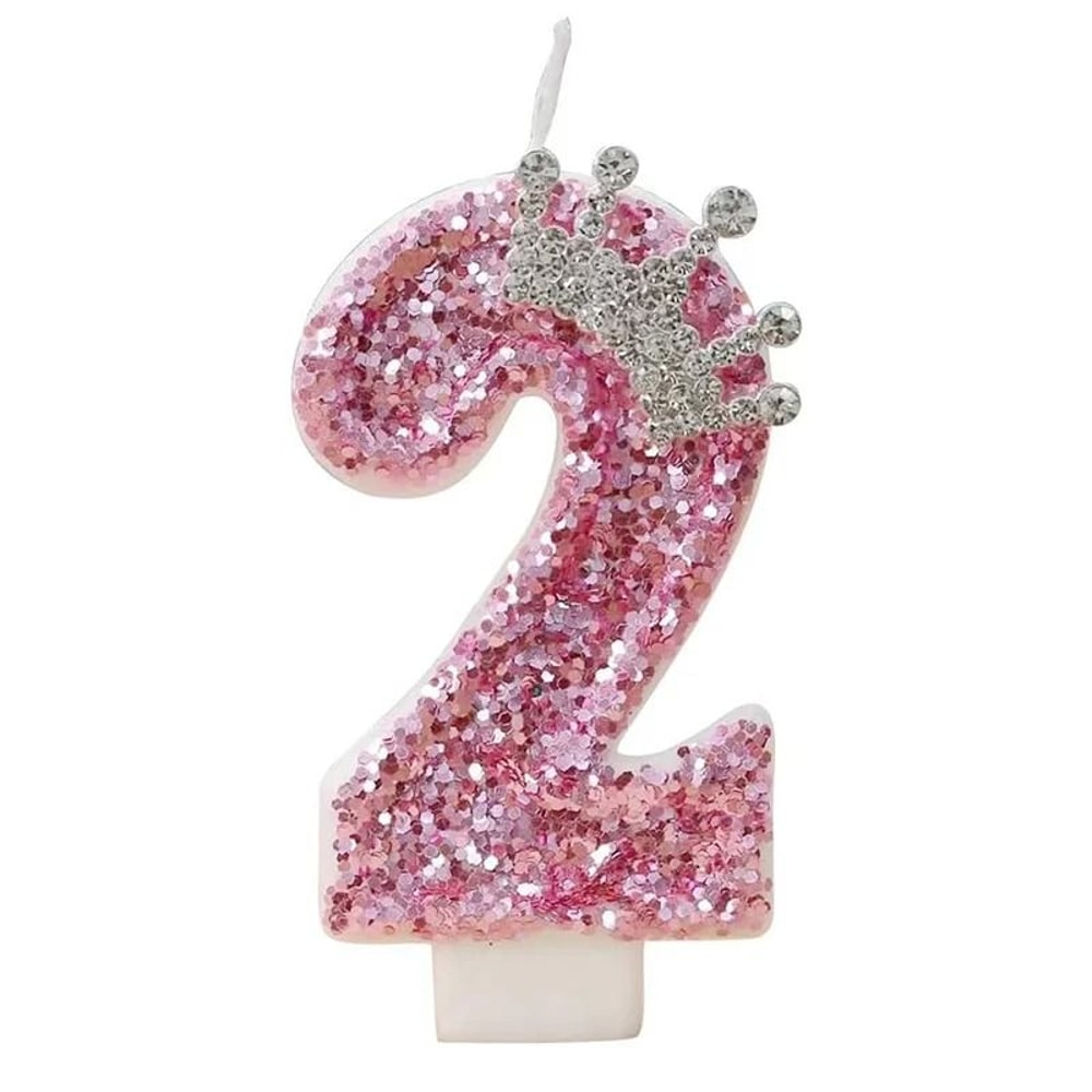 Princess Crown Pink Numeral Cake Candle 7
