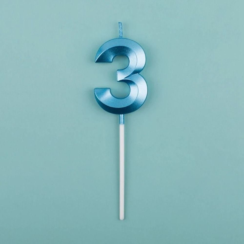 3D Metallic Digital Birthday Candle 6