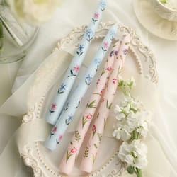 2-piece hand-painted rose taper candles