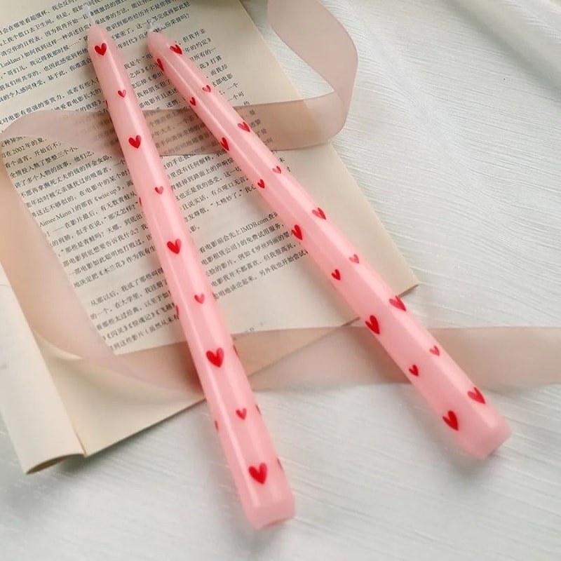 2Piece HandPainted Rose Taper Candles 7