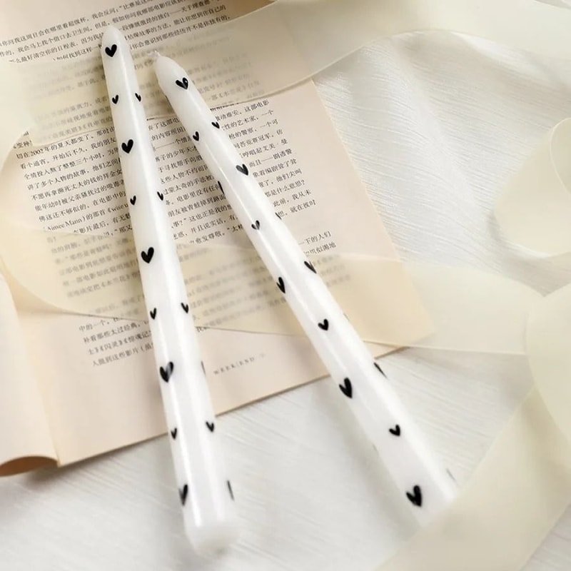 2Piece HandPainted Rose Taper Candles 8