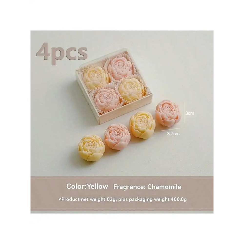 4Piece Handmade Rose Flower Soy Wax Candle Set 9