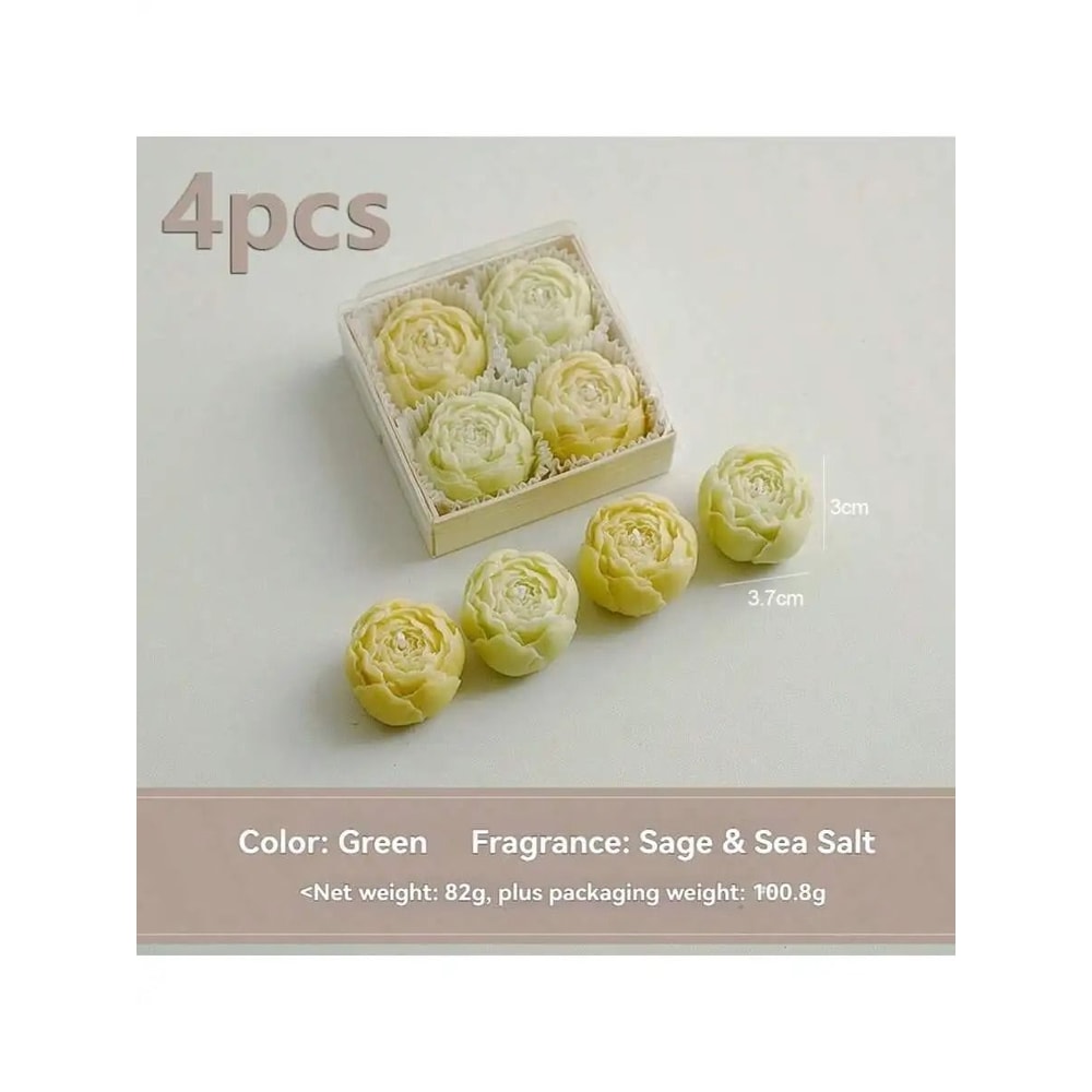 4Piece Handmade Rose Flower Soy Wax Candle Set 10