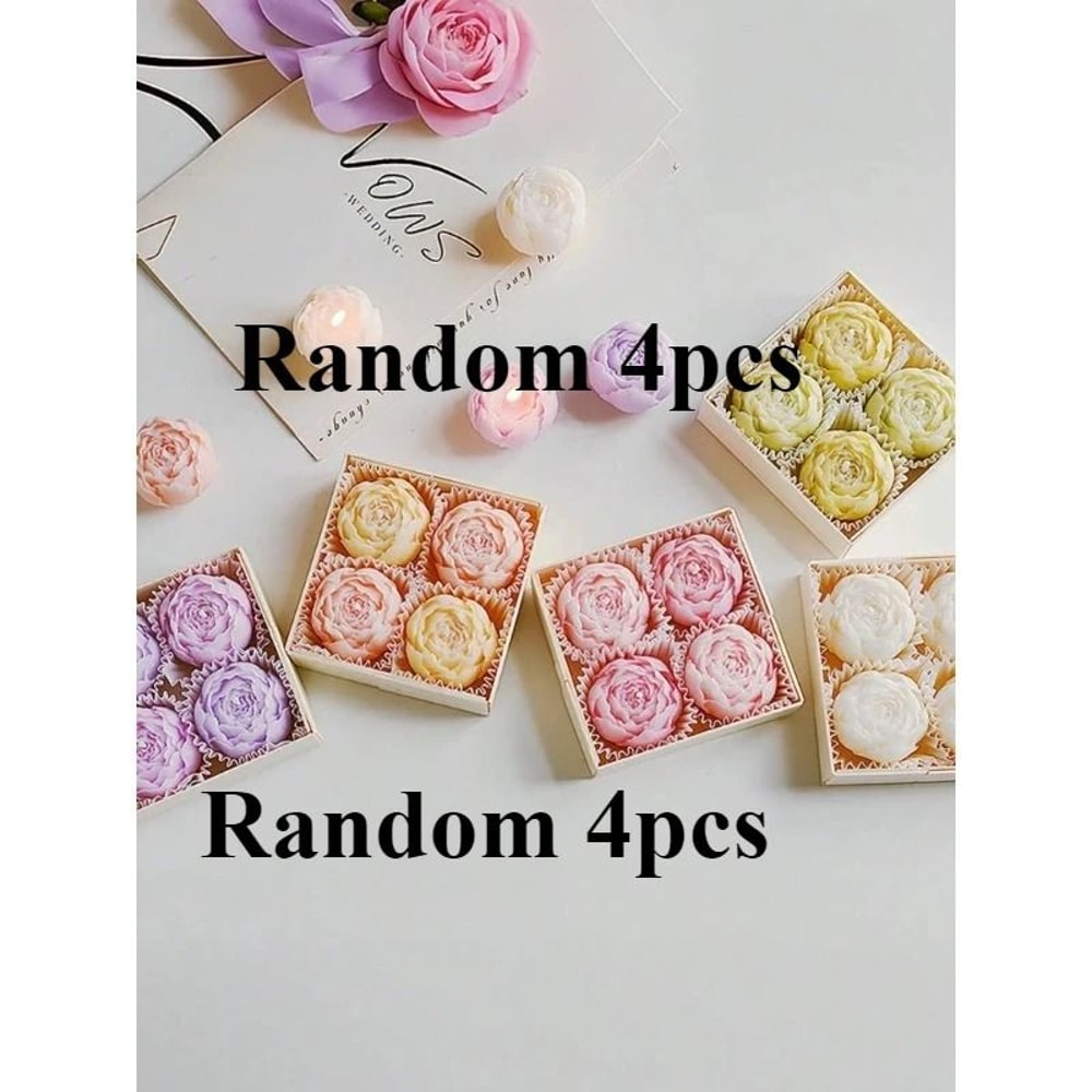 4Piece Handmade Rose Flower Soy Wax Candle Set 11