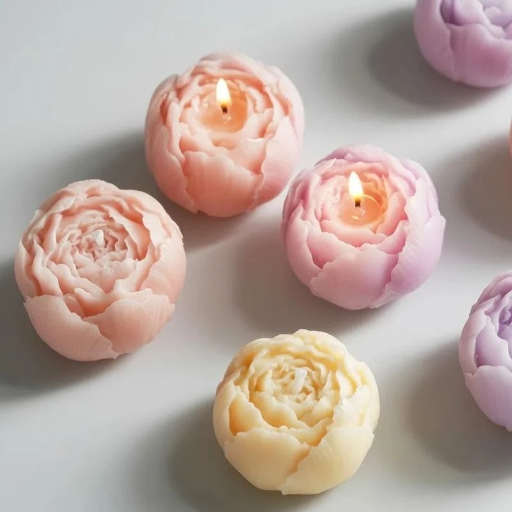 4Piece Handmade Rose Flower Soy Wax Candle Set 1