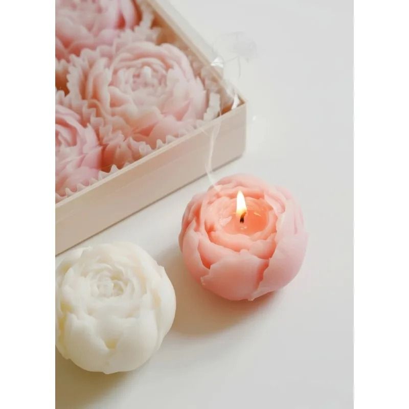4Piece Handmade Rose Flower Soy Wax Candle Set 2