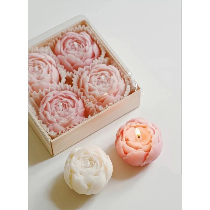 4Piece Handmade Rose Flower Soy Wax Candle Set 3