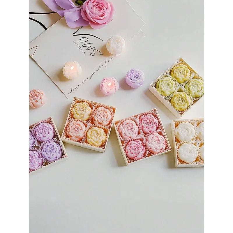 4Piece Handmade Rose Flower Soy Wax Candle Set 5