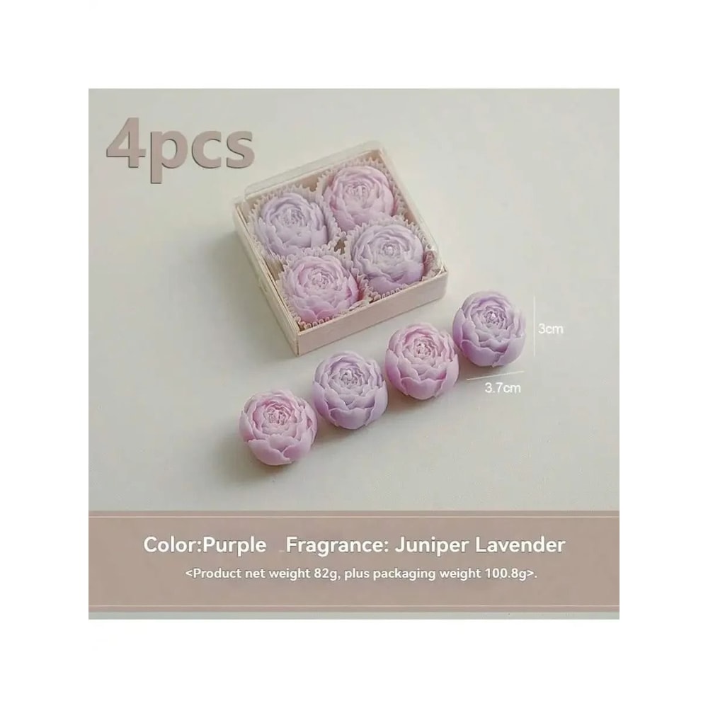 4Piece Handmade Rose Flower Soy Wax Candle Set 6