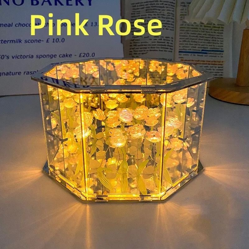 Handmade Infinity Tulip Mirror Cube Nightlight 9