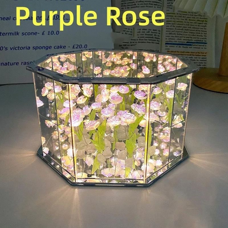 Handmade Infinity Tulip Mirror Cube Nightlight 10
