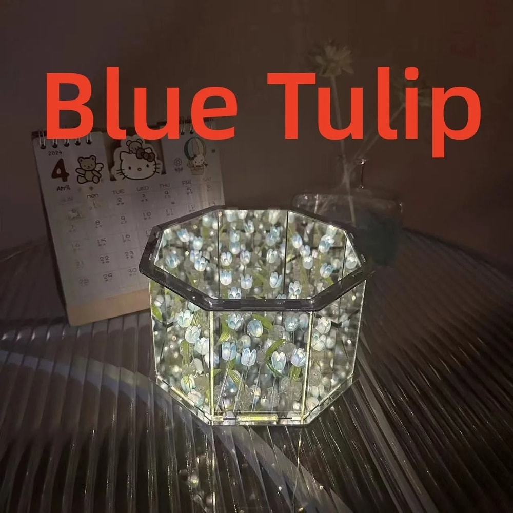 Handmade Infinity Tulip Mirror Cube Nightlight 11