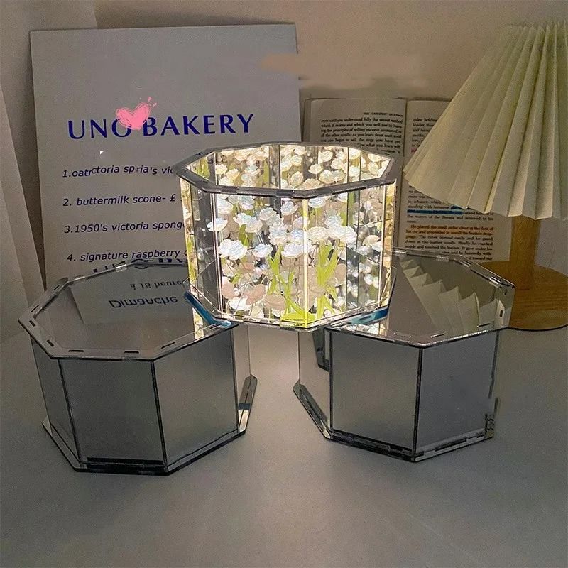 Handmade Infinity Tulip Mirror Cube Nightlight 3