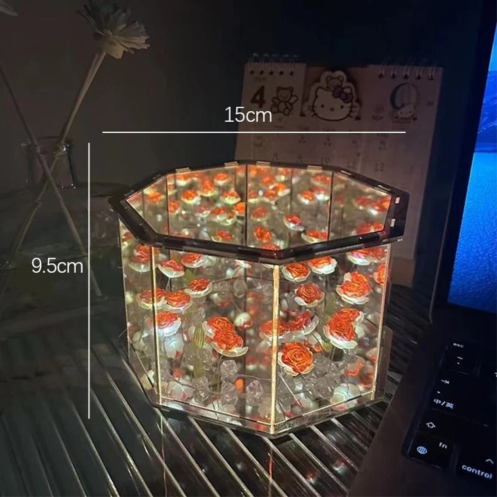 Handmade Infinity Tulip Garden Mirror Cube 10