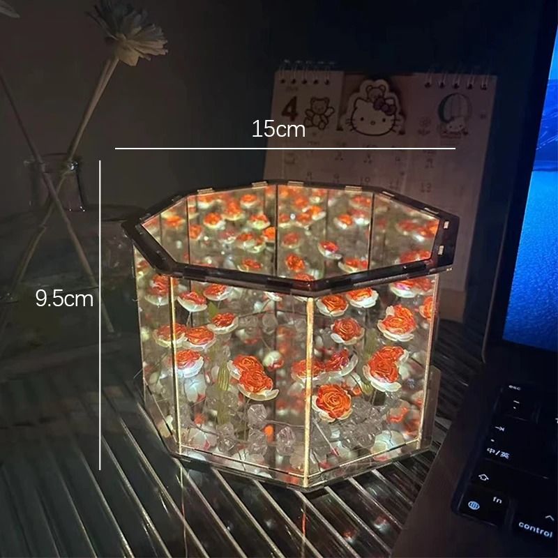 Handmade Infinity Tulip Garden Mirror Cube 10