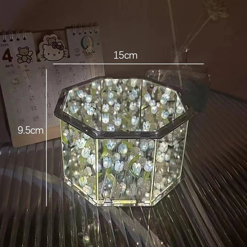 Handmade Infinity Tulip Garden Mirror Cube 6