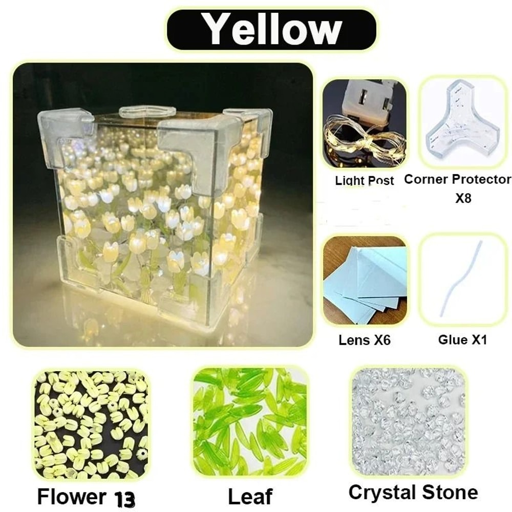 Handmade Infinity Tulip Sea Mirror Cube Lamp 6