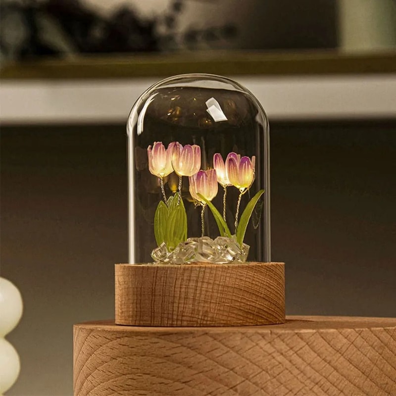 Handmade Blooming Tulip Glow Bedside Lamp 9