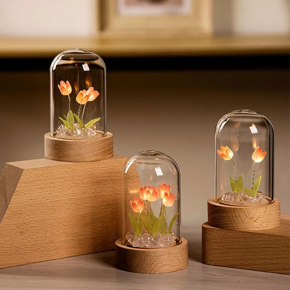 Handmade Blooming Tulip Glow Bedside Lamp 5