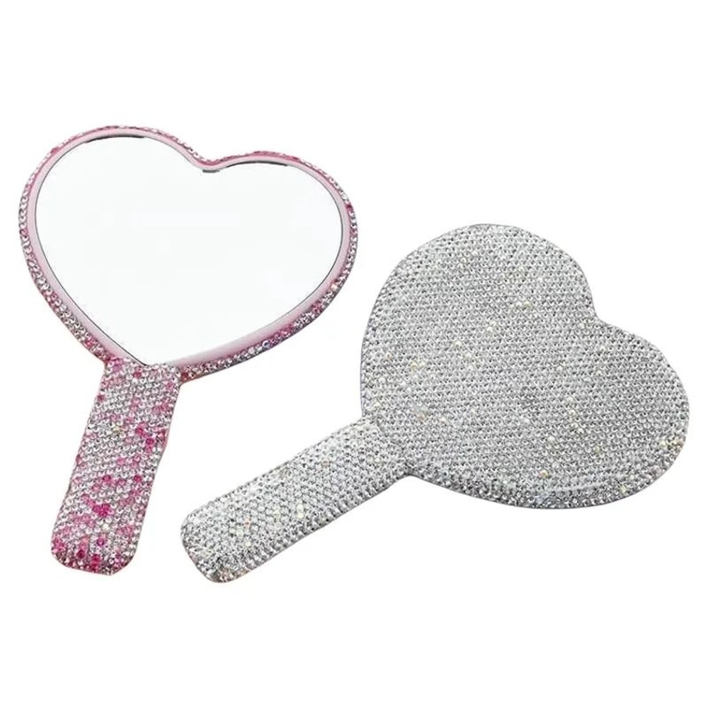 Luxe Diamond Heart Handheld Vanity Mirror 5