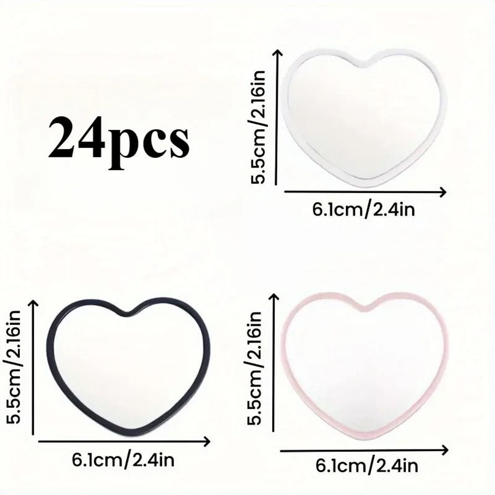 Handmade HeartShaped Mini Travel Mirror Set 1