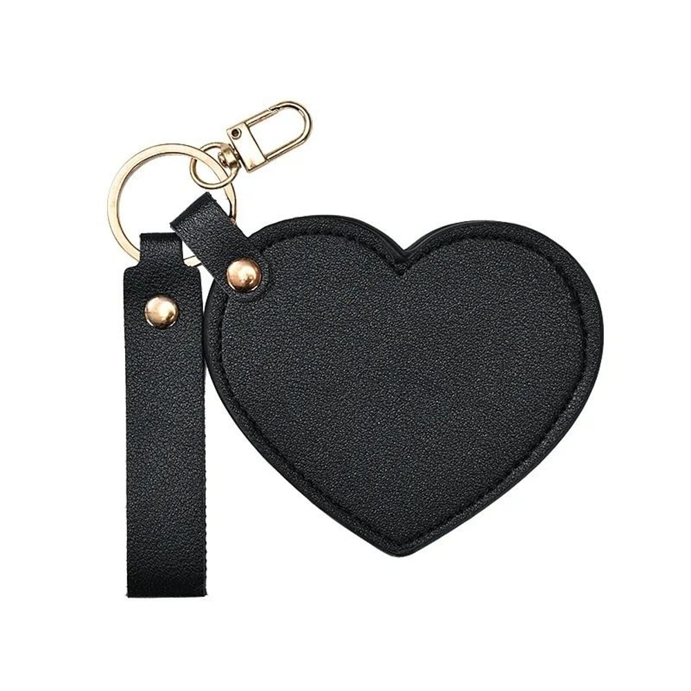 Luxe PU Leather Heart Mirror Keychain 6