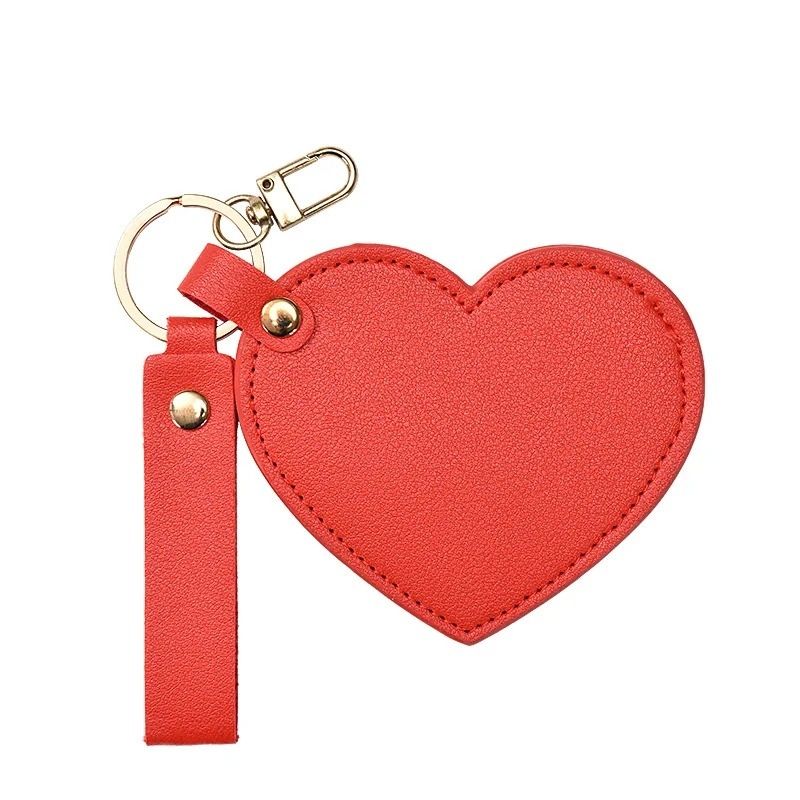 Luxe PU Leather Heart Mirror Keychain 7