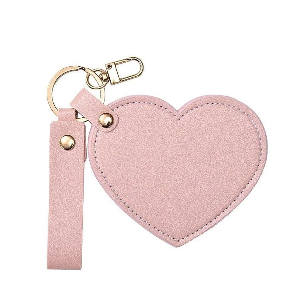 Luxe PU Leather Heart Mirror Keychain 9