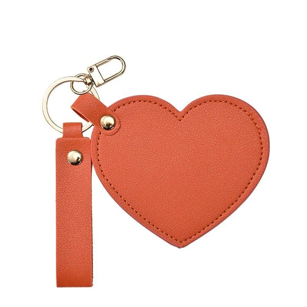 Luxe PU Leather Heart Mirror Keychain 10