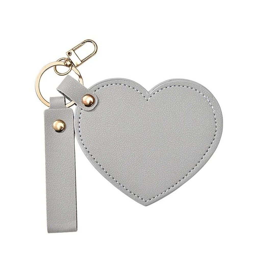 Luxe PU Leather Heart Mirror Keychain 8