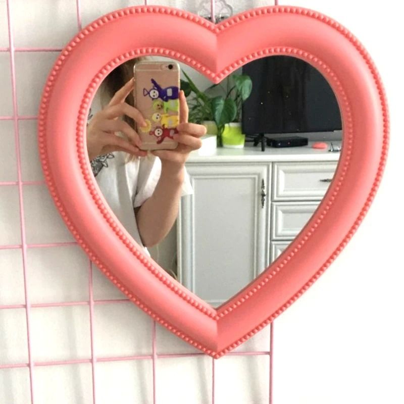 Aesthetic Pastel Heart Vanity Wall Mirror 1