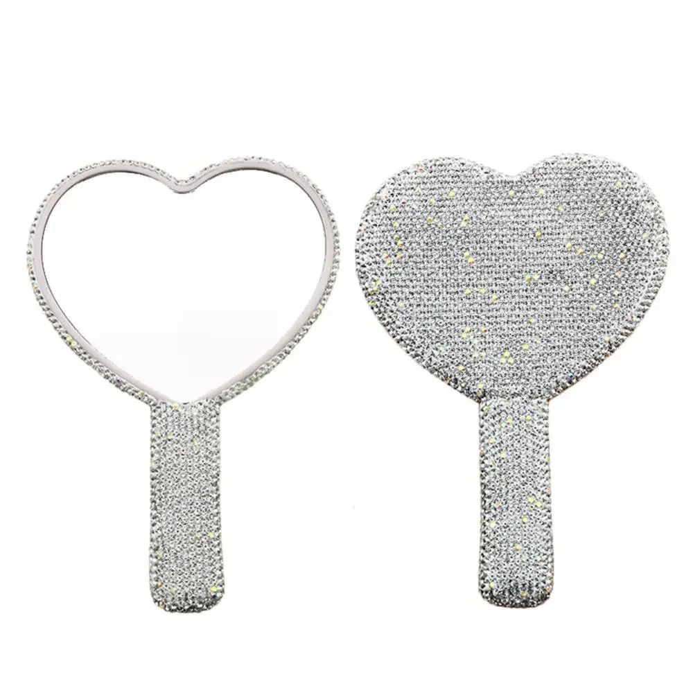 Shimmering Diamond Heart Handheld Vanity Mirror 1